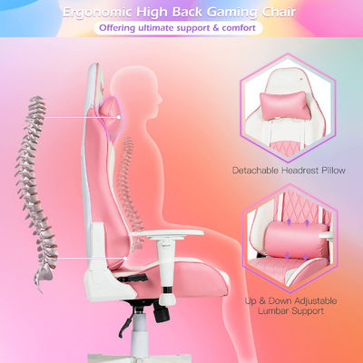 Cadeira de jogo de corrida ergonômica ajustável com suporte lombar