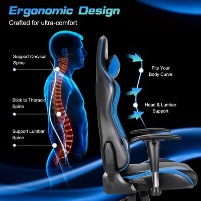 Cadeira de jogo de corrida ergonômica moderna com suporte lombar 29.9 &quot;D x 29.9&quot; W x 49.6 &quot;H