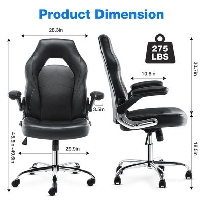 Cadeira de jogo ergonômica de couro sintético com suporte lombar