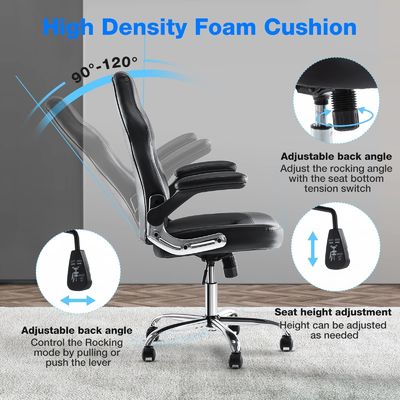 Cadeira de jogo ergonômica de couro sintético com suporte lombar