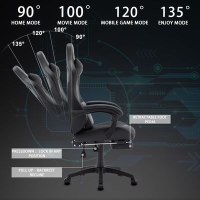 Cadeira giratória ergonômica com apoio de cabeça e de lombar