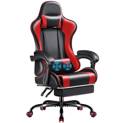 Cadeira de jogo de computador de corrida de design moderno com apoio para os pés e apoio lombar de massagem
