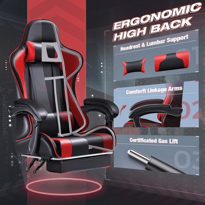 Cadeira de jogo de computador de corrida de design moderno com apoio para os pés e apoio lombar de massagem