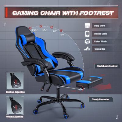 OEM ODM Cadeira de jogo de computador de corrida com apoio de pés e apoio de cabeça em cores personalizadas