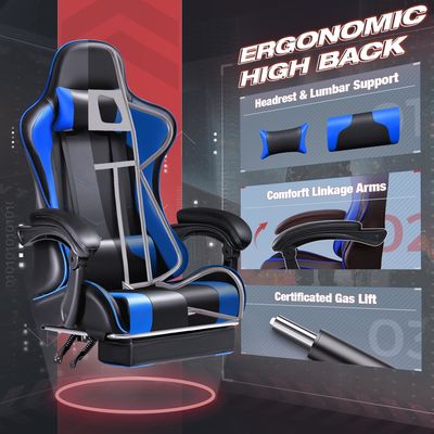 OEM ODM Cadeira de jogo de computador de corrida com apoio de pés e apoio de cabeça em cores personalizadas