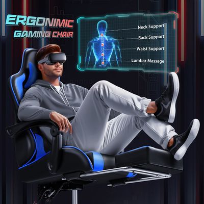 Cadeira de jogos ALINUNU Design ergonômico com suporte lombar de massagem e assento giratório 360