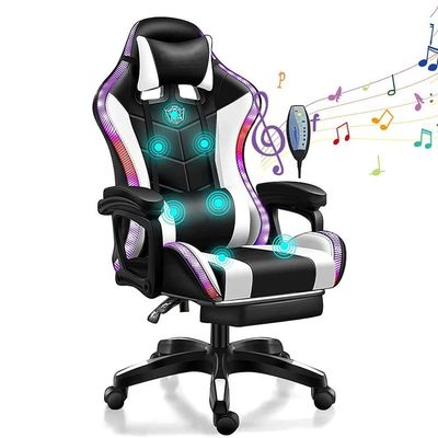 Cadeira de jogos ALINUNU RGB de estilo moderno com função giratória 360 e recurso de massagem