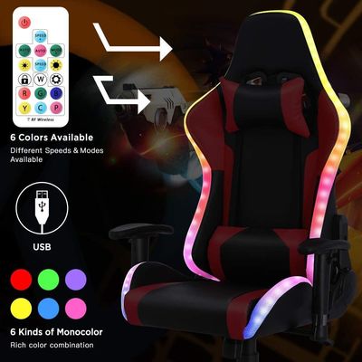 Cadeira de jogos ALINUNU RGB de estilo moderno com função giratória 360 e recurso de massagem