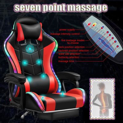 Cadeira de jogos ALINUNU RGB de estilo moderno com função giratória 360 e recurso de massagem