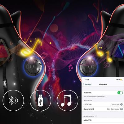 Cadeira de jogos ALINUNU RGB de estilo moderno com função giratória 360 e recurso de massagem