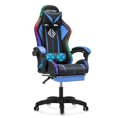 ALINUNU Direct Ergonomic Computer Massage Chair Gaming com apoio de pé e luzes LED