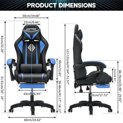 ALINUNU Direct Ergonomic Computer Massage Chair Gaming com apoio de pé e luzes LED
