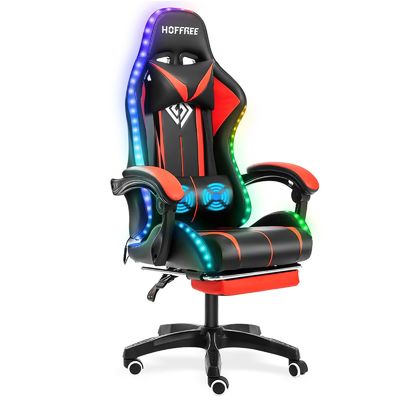 Personalize a cadeira de massagem com computador ergonômico ALINUNU com luzes LED e apoio de pés
