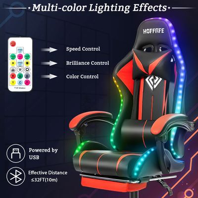 Personalize a cadeira de massagem com computador ergonômico ALINUNU com luzes LED e apoio de pés