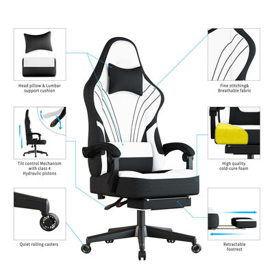 Cadeira de jogos com apoio de pé e dimensões do produto 25&quot;D x 23&quot;W x 53&quot;H