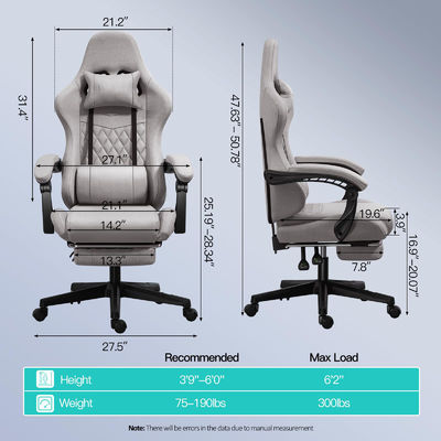 Cadeira de jogo de computador com apoio de pé e massagem