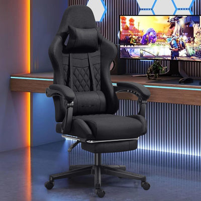 Cadeira de jogos de computador de escritório ajustável com apoio de pés e massagem