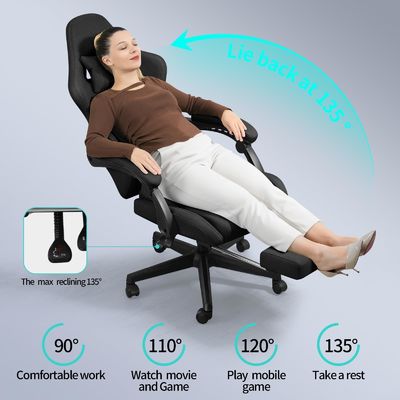 Cadeira de jogos de computador de escritório ajustável com apoio de pés e massagem