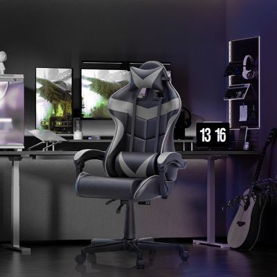 Obtenha a Ultimate Gaming Experience PU Gaming Chair com Massagem 33&quot;D x 24&quot;W x 49.2&quot;H