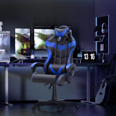 ALINUNU Cadeira Ergonômica para Jogadores com Massagem e Couro Sintético