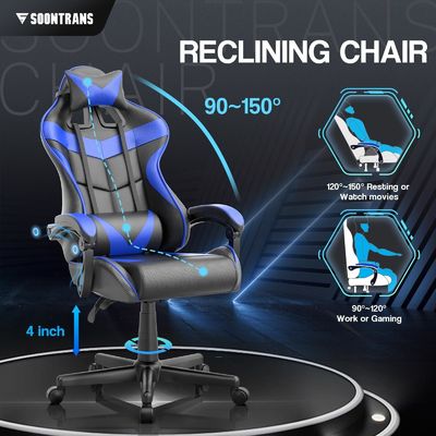 ALINUNU Cadeira Ergonômica para Jogadores com Massagem e Couro Sintético