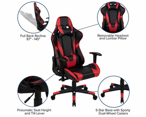 Cadeira de jogo de corrida com design ergonômico e dimensões do produto de 29&quot;D x 29&quot;W x 48&quot;H