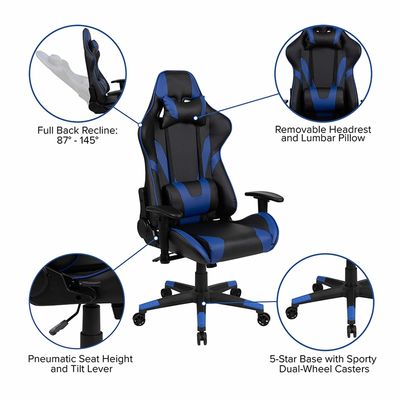 Cadeira de jogos de design moderno com giro ajustável e capacidade de 280 libras