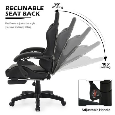 ALINUNU Moderno Tecido Suporte Lúbrico Ergonomic Computador Cadeira de Corrida com apoio de pé