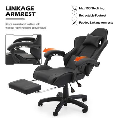 ALINUNU Moderno Tecido Suporte Lúbrico Ergonomic Computador Cadeira de Corrida com apoio de pé