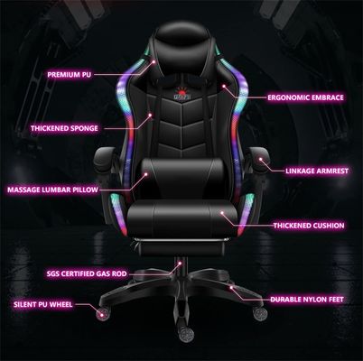 Atualize sua configuração de jogos com a cadeira de massagem de jogos com LED e alto-falantes