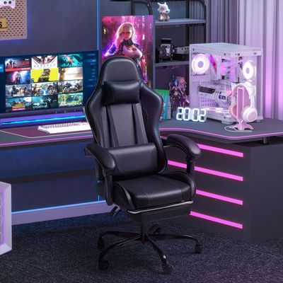 41.9 Pounds Video Racing Gaming Chair Ergonômica Rodável Assento Apoio à Cabeça 3 Elevadores de Gás