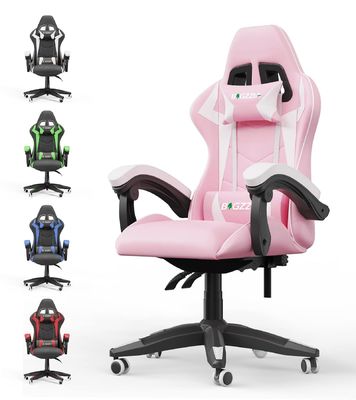 3 Gas Lift Reclining Video Game Chair com apoio para a cabeça e apoio lombar Confortável