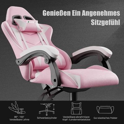 3 Gas Lift Reclining Video Game Chair com apoio para a cabeça e apoio lombar Confortável