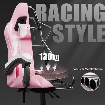 3 Gas Lift Reclining Video Game Chair com apoio para a cabeça e apoio lombar Confortável