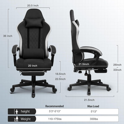 360 giratório/ Ajuste de altura/ Reclinador de costas altas Cadeira ergonômica para jogos de computador