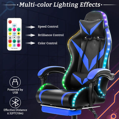 Material de estrutura de cloreto de polivinil Cadeira de jogos RGB com massagem e luzes LED Perfeito