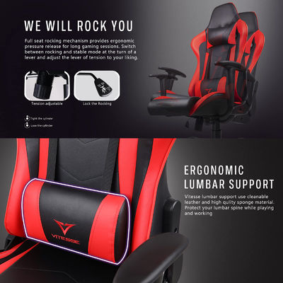 ALINUNUCustomizado Serviço Ergonômica Cadeira de jogo de corrida Altura ajustável e costas altas