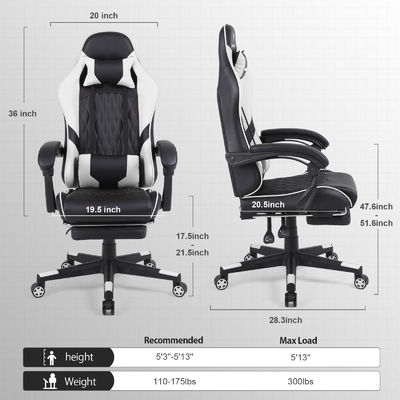 Cadeira de jogo de corrida de computador competitiva de ferro com apoio para os pés e suporte lumbar