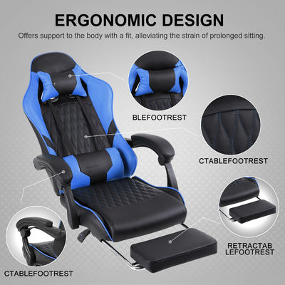Cadeira de jogo de corrida de cores personalizadas de design moderno com apoio para os pés e suporte lombar