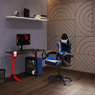 Cadeira de jogos de altura ajustável com apoio de pés perfeita para sessões de jogos intensas