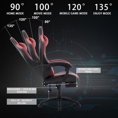 Cadeira de jogos de couro Cadeira de computador executiva de corrida Cadeira de escritório ergonômica Recliner