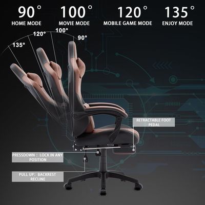 Cadeira giratória ALINUNU Cadeira de jogos de costas altas Cadeira de escritório de couro Cadeira de corrida Executivo ergonômico