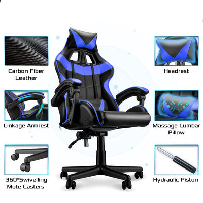 3 Gas Lift High Back Racing Gaming Chair com estilo de design moderno e suporte lombar