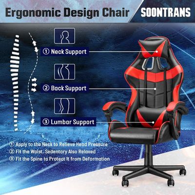 Cadeira de jogo de corrida de embalagem de correio com costas altas Ergonômica com suporte lombar ALINUNU