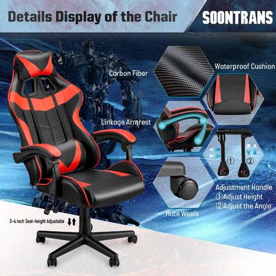 Cadeira de jogo de corrida de embalagem de correio com costas altas Ergonômica com suporte lombar ALINUNU