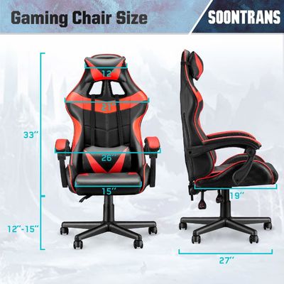 Cadeira de jogo de corrida de embalagem de correio com costas altas Ergonômica com suporte lombar ALINUNU