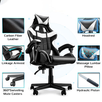 Cadeira de jogo de corrida personalizada de cor com suporte lombar e 3 elevadores de gás