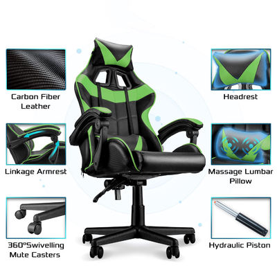 Cadeira de jogo de corrida com suporte lombar e design de costas altas da ALINUNU