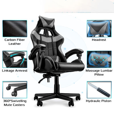 Cadeira de jogos ALINUNU Cadeira ergonômica de costas altas com 3 elevadores de gás e suporte lombar