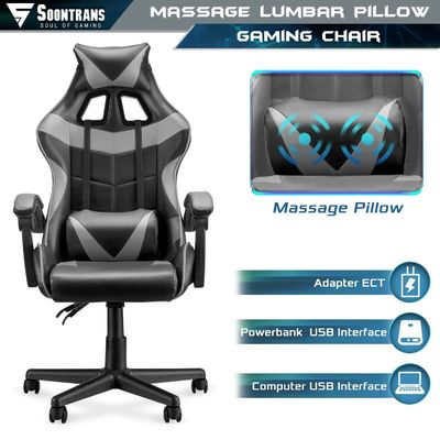 Cadeira de jogos ALINUNU Cadeira ergonômica de costas altas com 3 elevadores de gás e suporte lombar